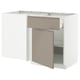METOD / MAXIMERA Corner base cab w drawer and shelf, white/Upplöv matt dark beige, 128x68 cm
