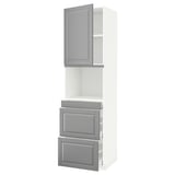 METOD / MAXIMERA Hi cab f micro combi w door/3 drwrs, white/Bodbyn grey, 60x60x220 cm