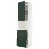 METOD / MAXIMERA Hi cab f micro combi w door/3 drwrs, white/Havstorp deep green, 60x60x240 cm