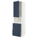METOD / MAXIMERA Hi cab f micro w door/2 drawers, white Axstad/matt blue, 60x60x220 cm