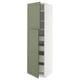 METOD / MAXIMERA Hi cab w 2 doors/4 drawers, white/Axstad grey-green, 60x60x220 cm