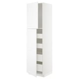 METOD / MAXIMERA Hi cab w 2 doors/4 drawers, white/Axstad matt white, 60x60x220 cm