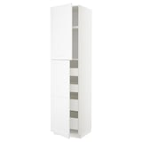 METOD / MAXIMERA Hi cab w 2 doors/4 drawers, white/Axstad matt white, 60x60x240 cm