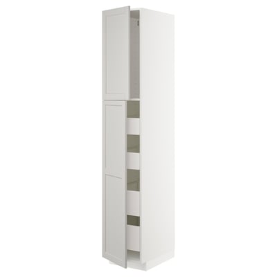 METOD kitchen cabinet with shelves, drawer, and bevelled edges.