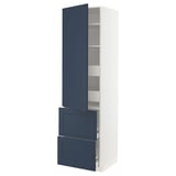 METOD / MAXIMERA Hi cab w shlvs/4 drawers/dr/2 frnts, white Axstad/matt blue, 60x60x220 cm