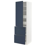 METOD / MAXIMERA Hi cab w shlvs/4 drawers/dr/2 frnts, white Axstad/matt blue, 60x60x200 cm