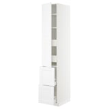 METOD / MAXIMERA Hi cab w shlvs/4 drawers/dr/2 frnts, white/Axstad matt white, 40x60x220 cm