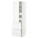 METOD / MAXIMERA Hi cab w shlvs/4 drawers/dr/2 frnts, white/Axstad matt white, 60x60x200 cm