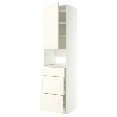 METOD / MAXIMERA High cabinet f built-in appliances, white/Bodbyn off-white, 60x60x240 cm