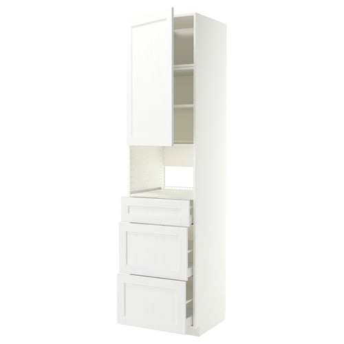 METOD / MAXIMERA High cabinet f built-in appliances, white Enköping/white wood effect, 60x60x240 cm
