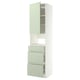 A METOD kitchen unit with green stensund fronts, featuring drawers and cabinets for storage.