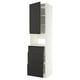 METOD kitchen unit with black drawers and doors: tall cabinet, medium with drawers, adjustable shelves.