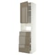 A modern METOD kitchen unit in high gloss dark grey-brown with multiple drawers and shelves.
