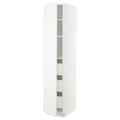 METOD / MAXIMERA High cabinet with drawers, white/Axstad matt white, 40x60x200 cm