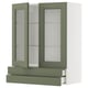 METOD / MAXIMERA Wall cab w 2 glass doors/2 drawers, white/Axstad grey-green, 80x100 cm