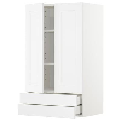 METOD / MAXIMERA Wall cabinet w 2 doors/2 drawers, white/Axstad matt white, 60x100 cm