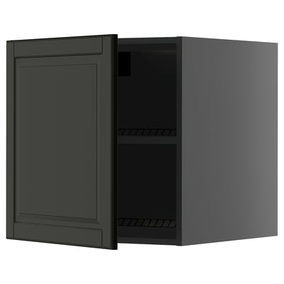 METOD Top cabinet for fridge/freezer, black-grey/Bodbyn black, 60x60 cm