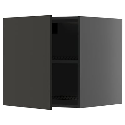 METOD Top cabinet for fridge/freezer, black-grey/Nickebo matt anthracite, 60x60 cm