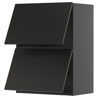 METOD Wall cabinet horizontal w 2 doors, black-grey/Nickebo matt anthracite, 60x80 cm