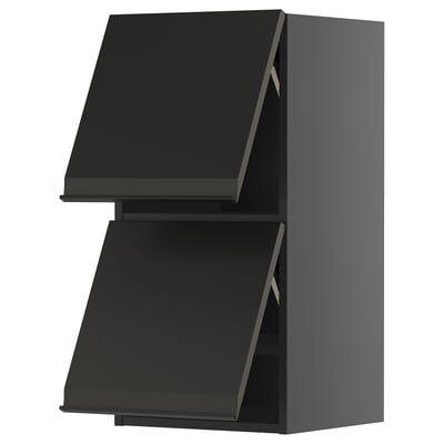 METOD Wall cabinet horizontal w 2 doors, black-grey/Upplöv matt anthracite, 40x80 cm