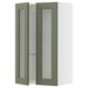 METOD Wall cabinet w shelves/2 glass drs, white/Axstad grey-green, 60x100 cm