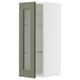 METOD Wall cabinet w shelves/glass door, white/Axstad grey-green, 30x80 cm