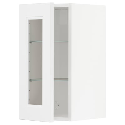 METOD Wall cabinet w shelves/glass door, white/Axstad matt white, 30x60 cm