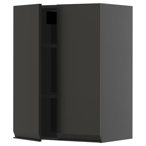 Black METOD kitchen cabinet, modern, square shape, matte black doors with sleek handles.