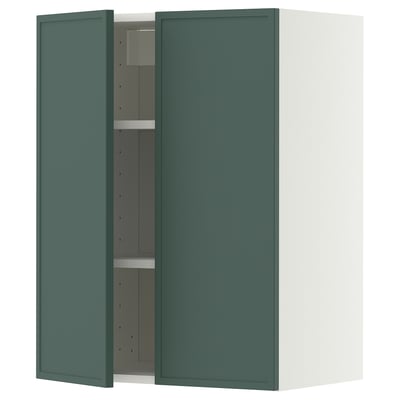 METOD Wall cabinet with shelves/2 doors, white/Aspudden dark grey-green, 60x80 cm