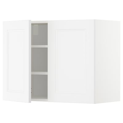 METOD Wall cabinet with shelves/2 doors, white/Axstad matt white, 80x60 cm