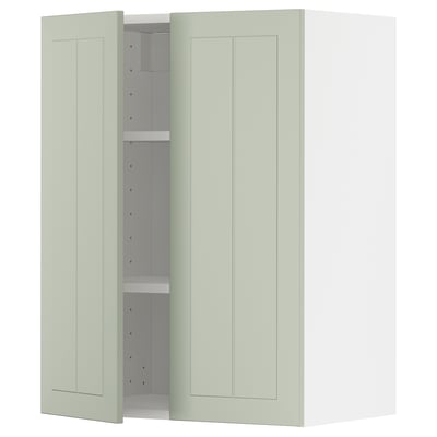 METOD kitchen cabinet in green with adjustable shelf.