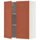 METOD Wall cabinet with shelves/2 doors, white/Terrsjö red-brown wave pattern, 80x100 cm