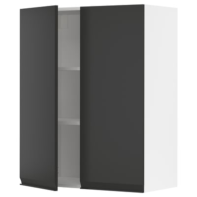 METOD Wall cabinet with shelves/2 doors, white/Upplöv matt anthracite, 80x100 cm