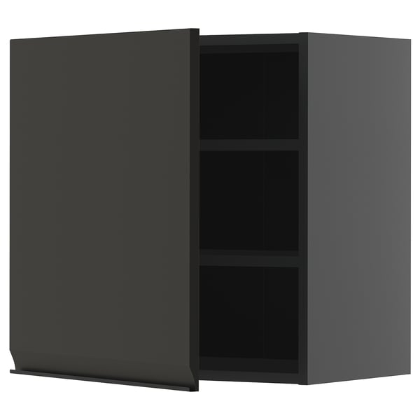 METOD Wall cabinet with shelves, black-grey/Upplöv matt anthracite, 60x60 cm