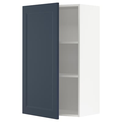 METOD Wall cabinet with shelves, white Axstad/matt blue, 60x100 cm
