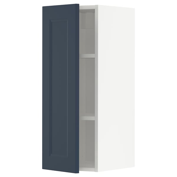 METOD Wall cabinet with shelves, white Axstad/matt blue, 30x80 cm