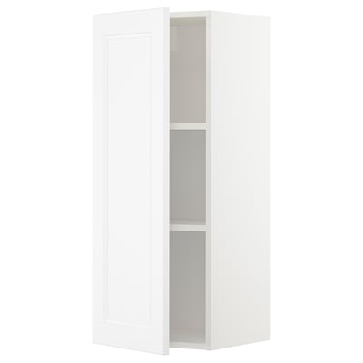 METOD Wall cabinet with shelves, white/Axstad matt white, 40x100 cm