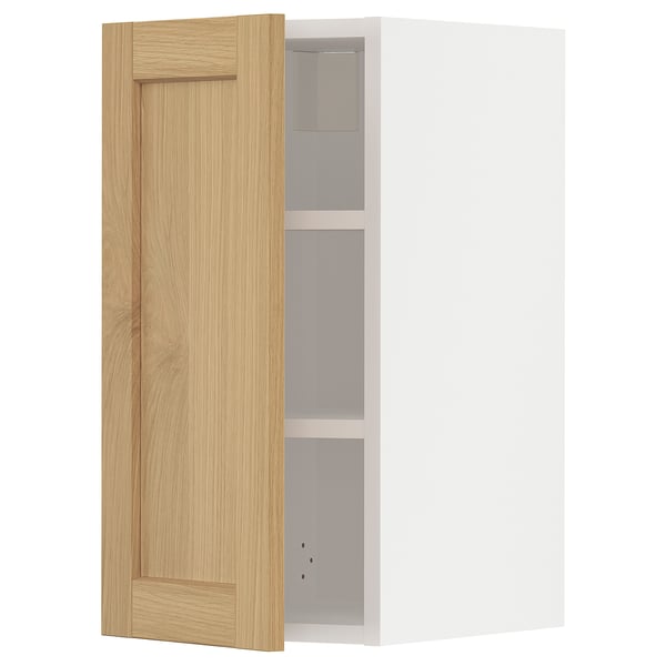 METOD Wall cabinet with shelves, white/Forsbacka oak, 30x60 cm