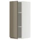 METOD Wall cabinet with shelves, white/Voxtorp high-gloss dark grey-brown, 30x80 cm