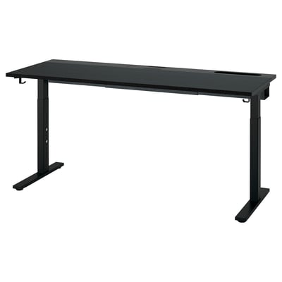 MITTZON Desk, black stained ash veneer/black, 160x60 cm