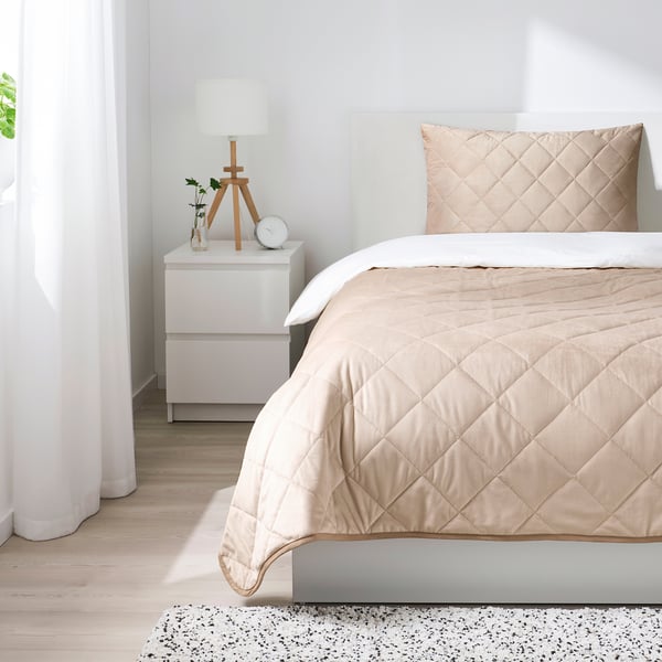 MJUKPLISTER Cushion cover, beige, 70x100 cm