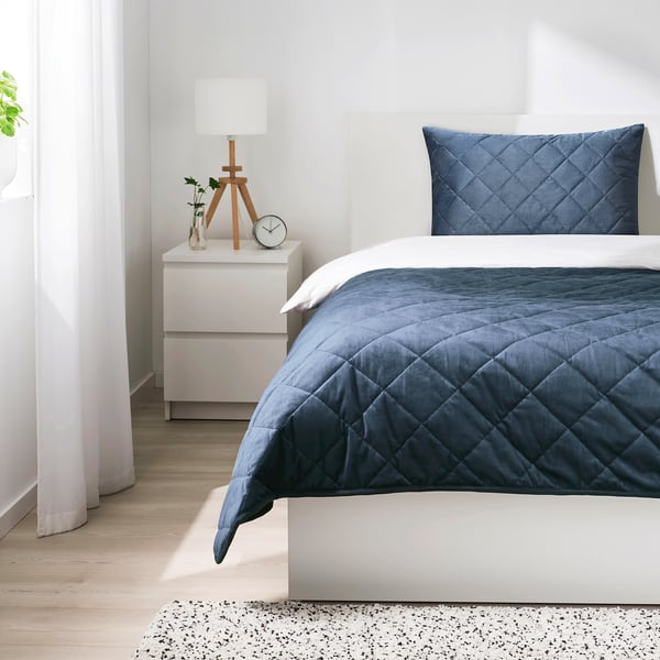 MJUKPLISTER Cushion cover, dark blue, 70x100 cm