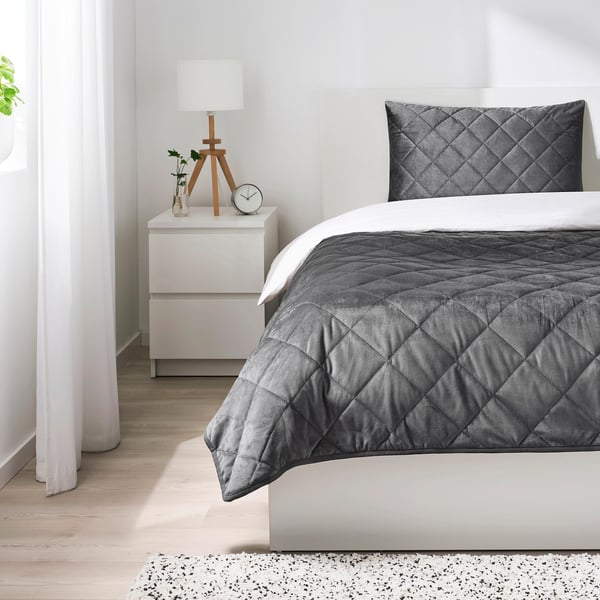 MJUKPLISTER Cushion cover, dark grey, 70x100 cm