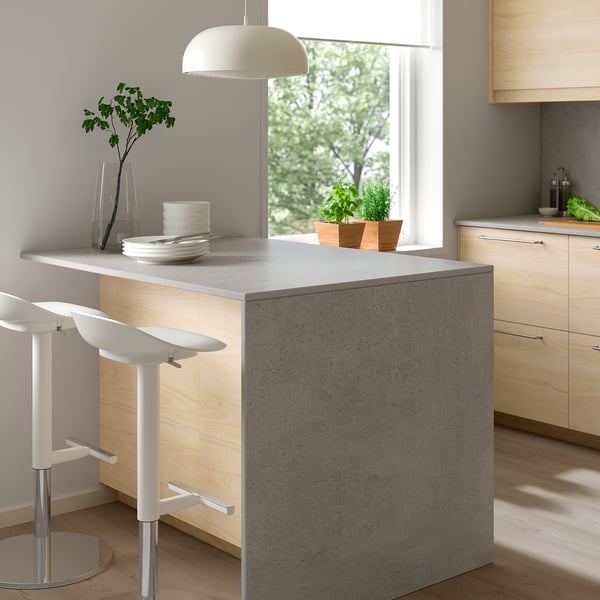 MÖCKLARP Custom made worktop, matt concrete effect/high pressure porcelain, 1 m²x2.0 cm