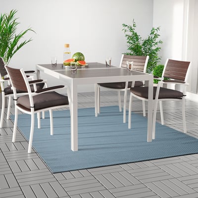 MORUM Rug flatwoven, in/outdoor, light blue, 160x230 cm