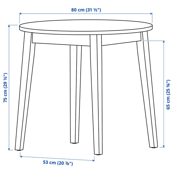NACKANÄS / EBBALYCKE Table and 2 chairs, acacia/Idekulla beige, 80 cm