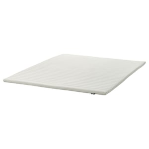 NÄSFJÄLLET white mattress pad, rectangular, foam-cushioned, smooth cover, washable.