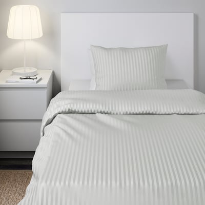 NATTJASMIN Duvet cover and pillowcase, light grey, 150x220/50x60 cm