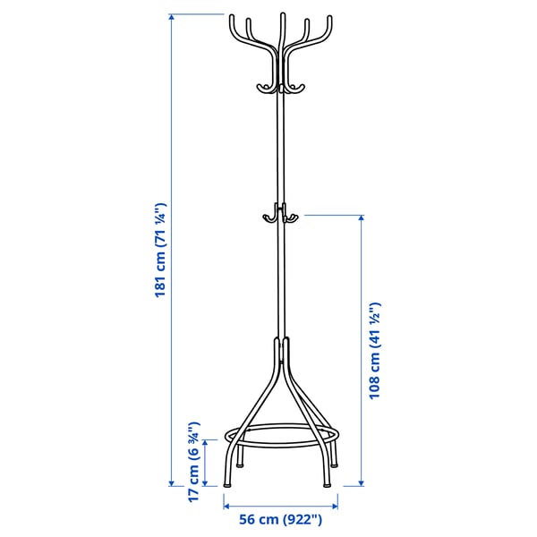 NIPÅSEN Hat and coat stand, black, 181 cm