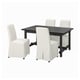 NORDVIKEN / BERGMUND Table and 4 chairs, black/Inseros white/black, 152/223 cm